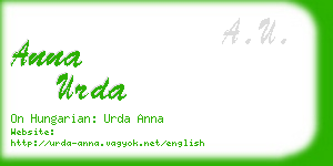 anna urda business card